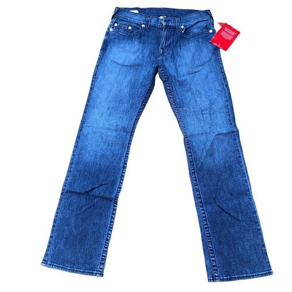 Brand New True Religion Jeans Size 32 RICKY RELAXED STRAIGHT Blue - Picture 4 of 9